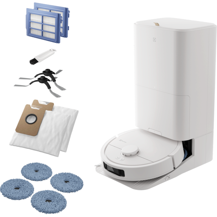 Electrolux 800 Robot Vacuum Cleaner with All-in-1 station Shell White 208 min